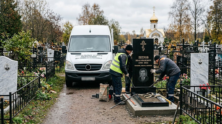 Доставка и установка памятников на кладбищах г. Рязани